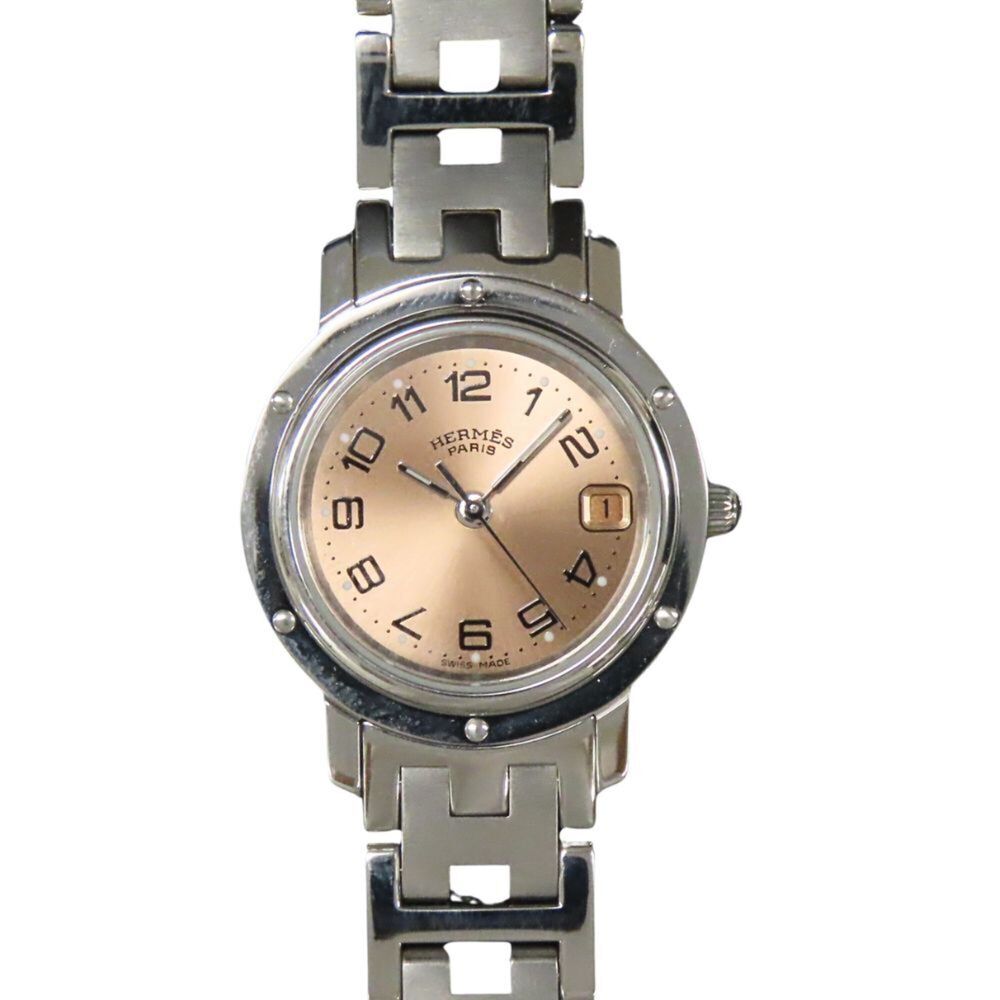 Hermes Clipper CL4.210 SS Silver Watch with Orange Dial - Women's